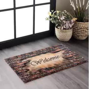 Welcome Yazılı Tuğla Desenli Elegant Dekoratif Kapı Önü Paspası 45 x 70 cm