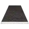 Urban 03 Black Grey Etnik Desenlere Sahip Hav Toz Vermez Yumuşak Dokulu Modern Halı