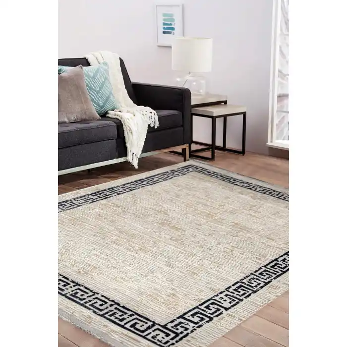 İpeksi Kaydırmaz Tabanlı Yıkanabilir Dekoratif Modern Kilim ( Özel Ölçü Yapılır )