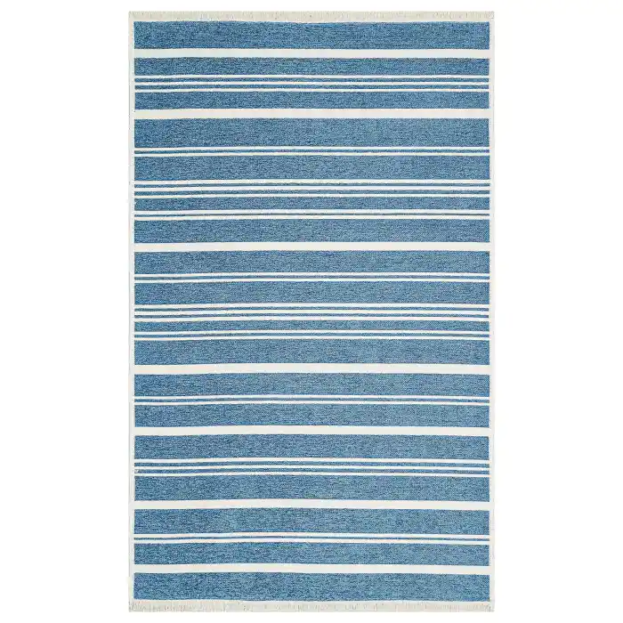 Eko Halı Mondo 02 Blue Çift Taraflı Kullanılabilen Makinede Yıkanabilir Yumuşak Dokulu Pamuk Kilim