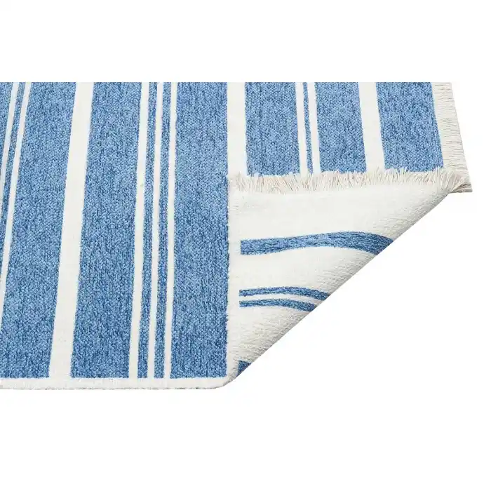 Eko Halı Mondo 02 Blue Çift Taraflı Kullanılabilen Makinede Yıkanabilir Yumuşak Dokulu Pamuk Kilim