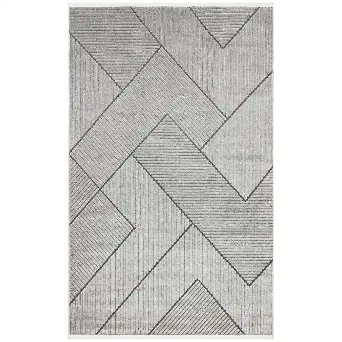Eko Halı Jazzy 01 Black Grey Yıkanabilen Hav Ve Toz Vermeyen Dekoratif Modern Dokuma Kilim
