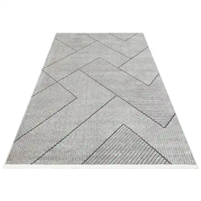Eko Halı Jazzy 01 Black Grey Yıkanabilen Hav Ve Toz Vermeyen Dekoratif Modern Dokuma Kilim
