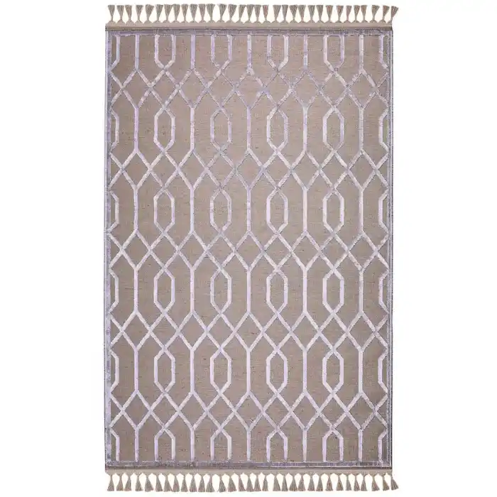 Jutt 07 Beyaz Kaymaz Taban Kolay Temizlenen Dekoratif Modern Kilim