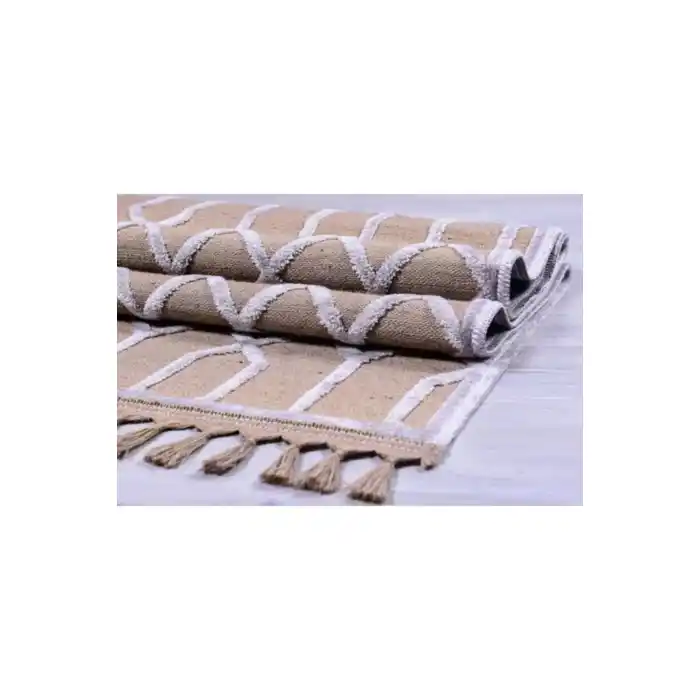 Jutt 07 Beyaz Kaymaz Taban Kolay Temizlenen Dekoratif Modern Kilim