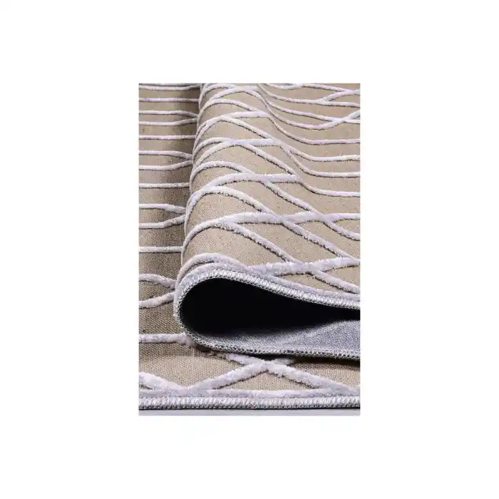 Jutt 07 Beyaz Kaymaz Taban Kolay Temizlenen Dekoratif Modern Kilim