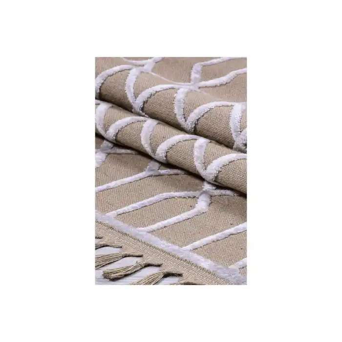 Jutt 07 Beyaz Kaymaz Taban Kolay Temizlenen Dekoratif Modern Kilim