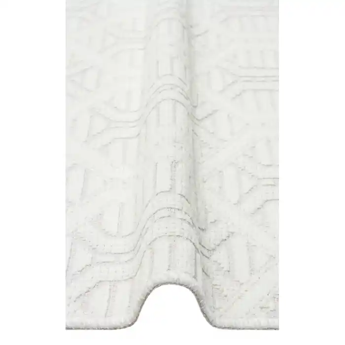 Ada 03 Cream Yüksek Alçak Dokulu Hav Toz Vermez Kolay Kullanımlı Yıkanabilir Kaymaz Kilim