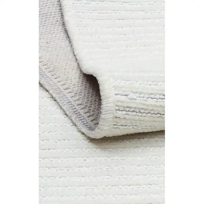 Ada Plain Cream Yüksek Alçak Dokulu Hav Toz Vermez Kolay Kullanımlı Yıkanabilir Kaymaz Kilim