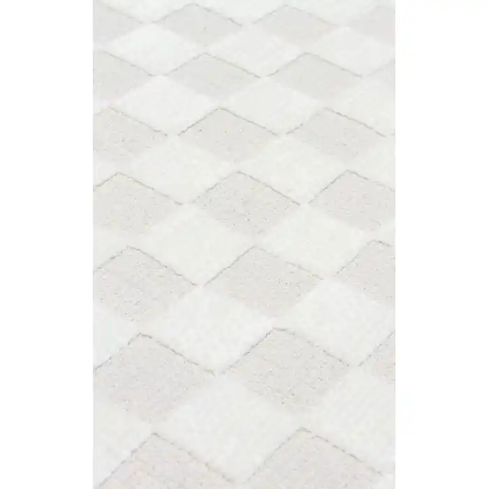 Ada 02 Cream Yüksek Alçak Dokulu Hav Toz Vermez Kolay Kullanımlı Yıkanabilir Kaymaz Kilim