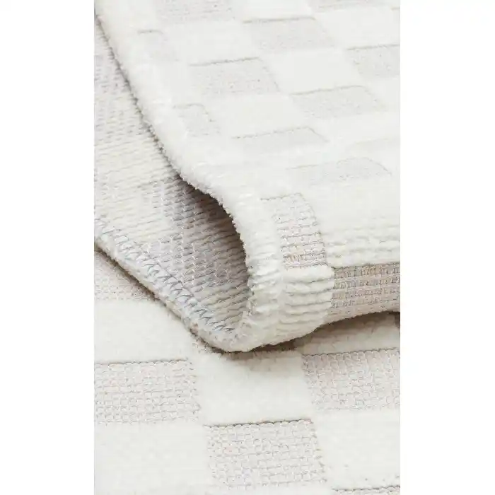 Ada 02 Cream Yüksek Alçak Dokulu Hav Toz Vermez Kolay Kullanımlı Yıkanabilir Kaymaz Kilim