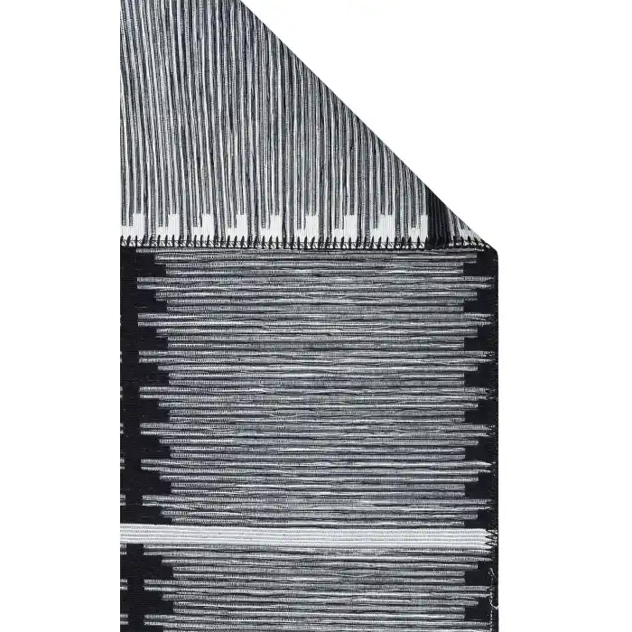 Arya Craft ARC 01 White Black Hav Toz Vermez Yıkanabilir Modern Desenli Dokuma Kilim