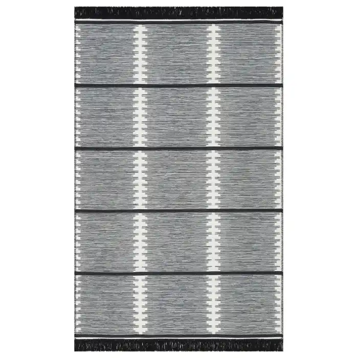 Arya Craft ARC 01 White Black Hav Toz Vermez Yıkanabilir Modern Desenli Dokuma Kilim