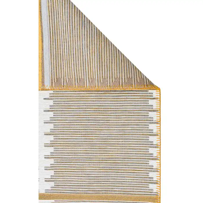 Arya Craft ARC 01 White Yellow Hav Toz Vermez Yıkanabilir Modern Desenli Dokuma Kilim