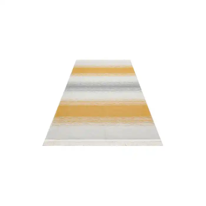 Arya Craft ARC 03 Grey Yellow Hav Toz Vermez Yıkanabilir Modern Desenli Dokuma Kilim
