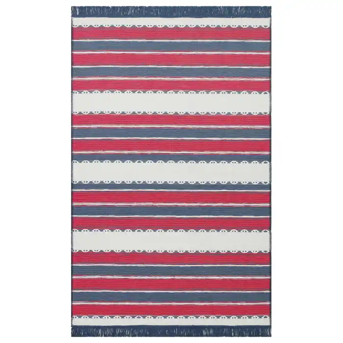 Arya Craft ARC 05 Red Navy Hav Toz Vermez Yıkanabilir Modern Desenli Dokuma Kilim