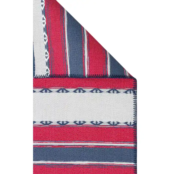 Arya Craft ARC 05 Red Navy Hav Toz Vermez Yıkanabilir Modern Desenli Dokuma Kilim