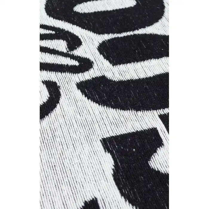 Arya Neo Arn 01 White Black Yıkanabilir Kaymaz Tabanlı Modern Pamuk Kilim