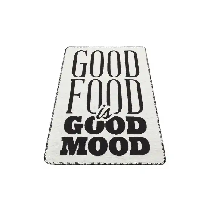 Arya Neo Arn 01 White Black Yıkanabilir Kaymaz Tabanlı Modern Pamuk Kilim