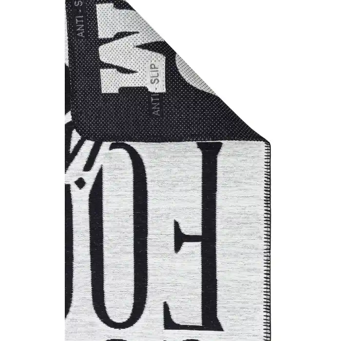Arya Neo Arn 01 White Black Yıkanabilir Kaymaz Tabanlı Modern Pamuk Kilim