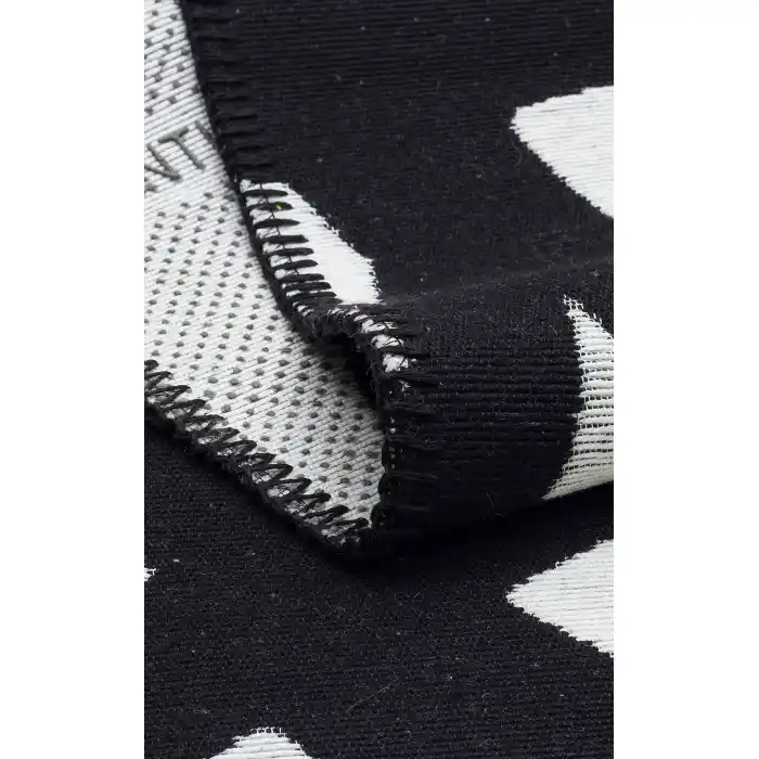 Arya Neo Arn 05 White Black Yıkanabilir Kaymaz Tabanlı Modern Pamuk Kilim