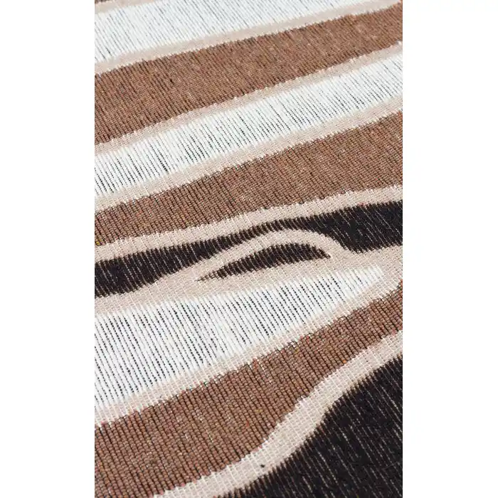 Arya Neo Arn 06 Brown White Yıkanabilir Kaymaz Tabanlı Modern Pamuk Kilim