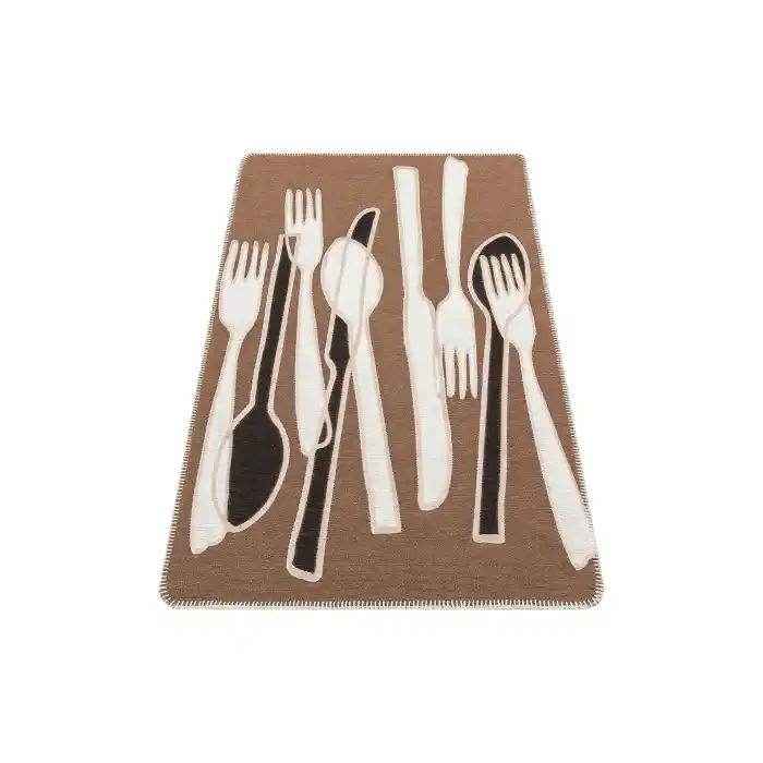 Arya Neo Arn 06 Brown White Yıkanabilir Kaymaz Tabanlı Modern Pamuk Kilim