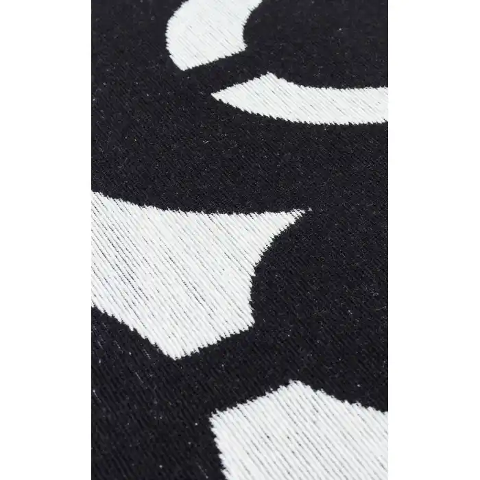 Arya Neo Arn 07 Whıte Black Yıkanabilir Kaymaz Tabanlı Modern Pamuk Kilim