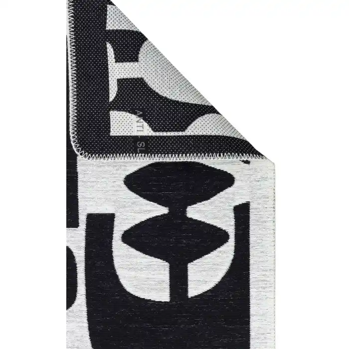Arya Neo Arn 07 Whıte Black Yıkanabilir Kaymaz Tabanlı Modern Pamuk Kilim