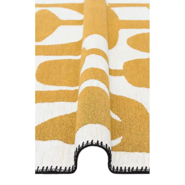 Arya Neo Arn 07 White Yellow Yıkanabilir Kaymaz Tabanlı Modern Pamuk Kilim