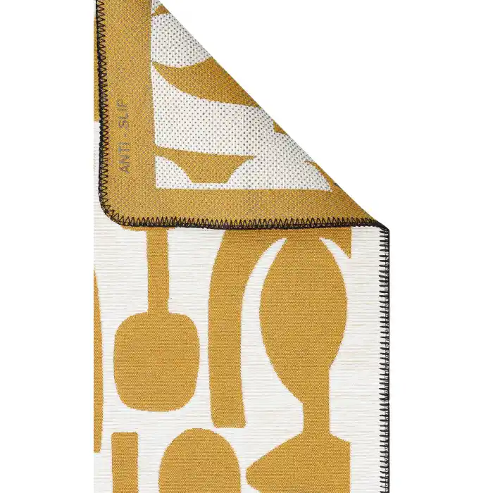 Arya Neo Arn 07 White Yellow Yıkanabilir Kaymaz Tabanlı Modern Pamuk Kilim