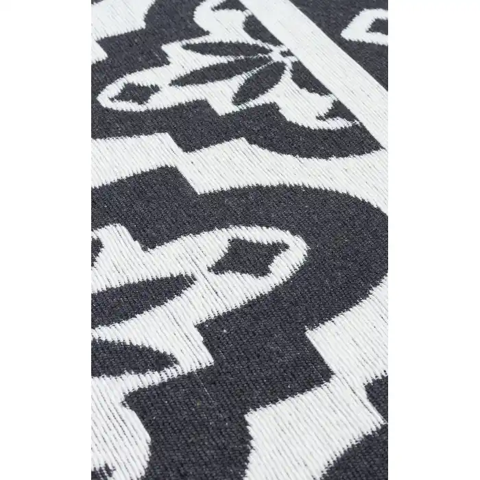 Arya Neo Arn 08 Antrasit White Yıkanabilir Kaymaz Tabanlı Modern Pamuk Kilim