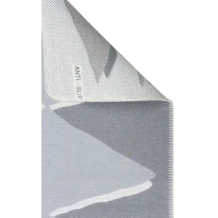 Arya Neo Arn 09 Grey White Yıkanabilir Kaymaz Tabanlı Modern Pamuk Kilim