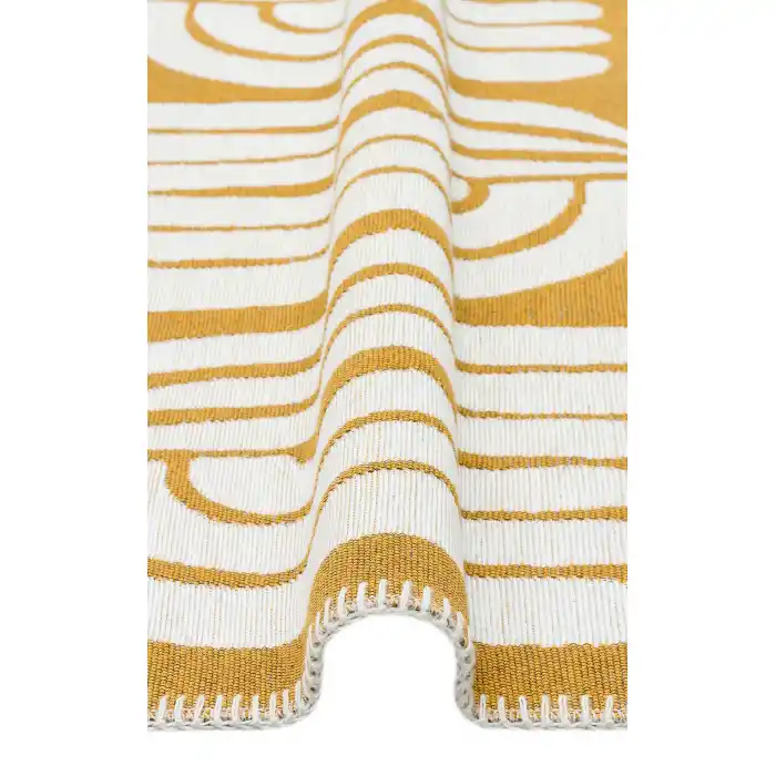 Arya Neo Arn 10 White Yellow Yıkanabilir Kaymaz Tabanlı Modern Pamuk Kilim
