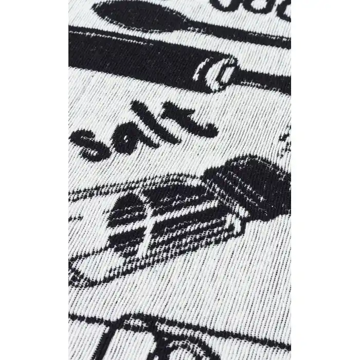 Arya Neo Arn 11 White Black Yıkanabilir Kaymaz Tabanlı Modern Pamuk Kilim