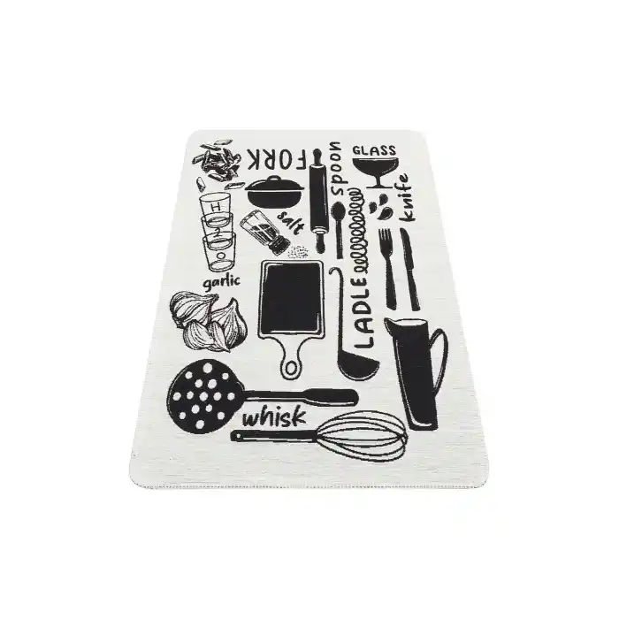 Arya Neo Arn 11 White Black Yıkanabilir Kaymaz Tabanlı Modern Pamuk Kilim