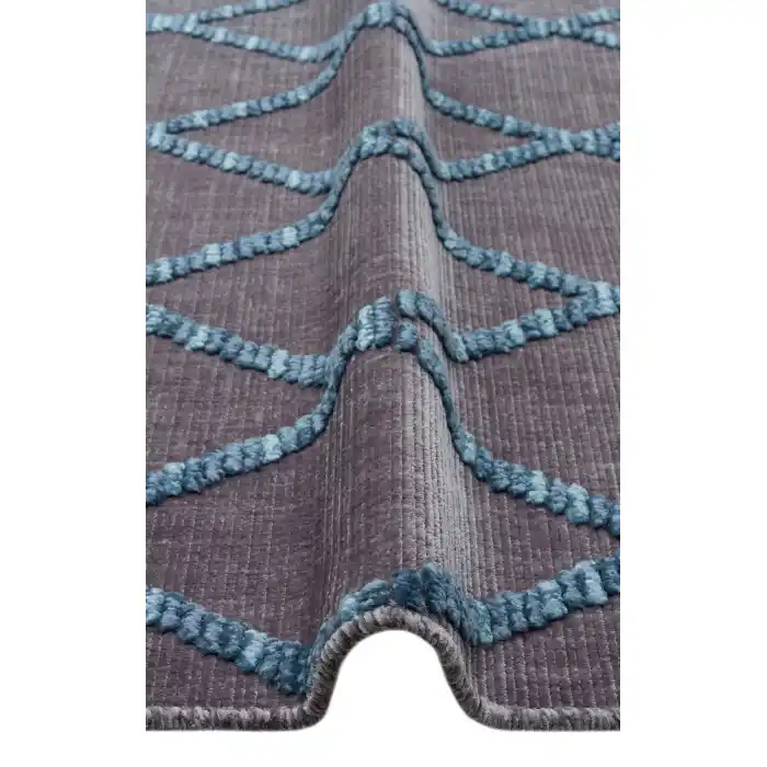 Jakarta JKR 04 Antrasit Blue Yüksek Alçak Dokulu Hav Toz Vermez Modern Makine Halısı