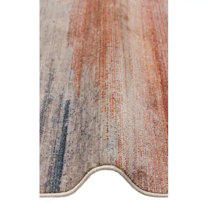 PIETRA HALI 0282 Sıcak Renk Tonlu Etnik Desenli Yumuşak Dokulu Makine Halısı