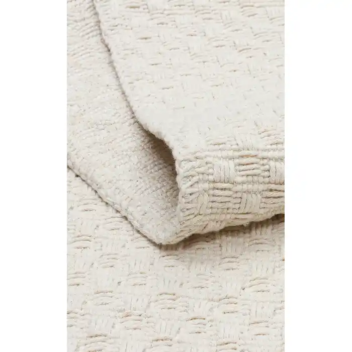 Riva Rv 01 Cream Makinede Yıkanabilir Kaymaz Tabanlı Pamuk Kilim