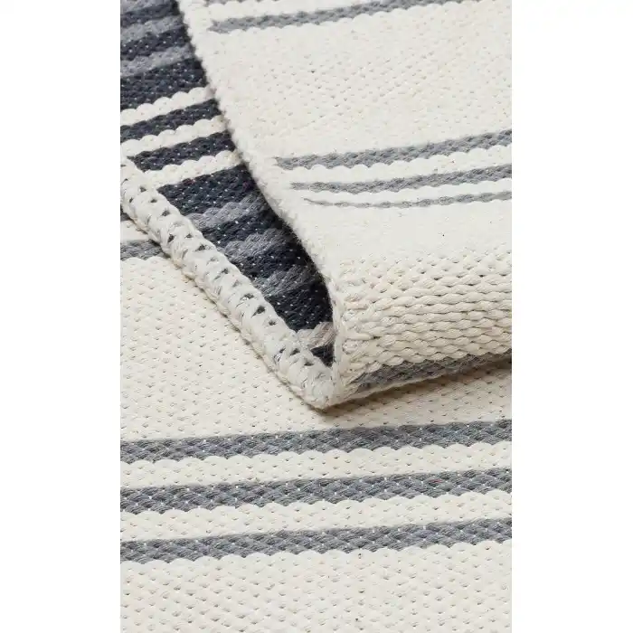 Riva Rv 02 Cream Grey Makinede Yıkanabilir Kaymaz Tabanlı Pamuk Kilim