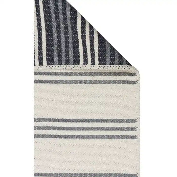 Riva Rv 02 Cream Grey Makinede Yıkanabilir Kaymaz Tabanlı Pamuk Kilim