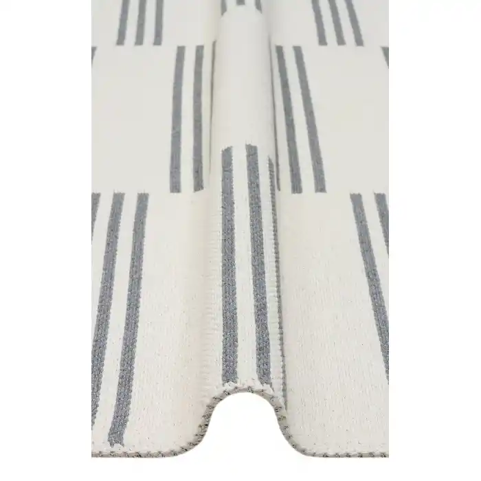 Riva Rv 02 Cream Grey Makinede Yıkanabilir Kaymaz Tabanlı Pamuk Kilim