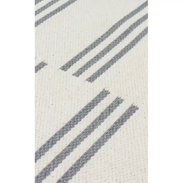 Riva Rv 02 Cream Grey Makinede Yıkanabilir Kaymaz Tabanlı Pamuk Kilim