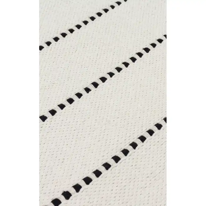 Riva Rv 03 Cream Black Makinede Yıkanabilir Kaymaz Tabanlı Pamuk Kilim