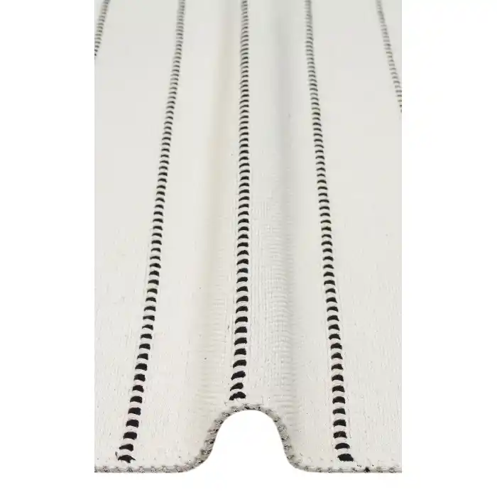 Riva Rv 03 Cream Black Makinede Yıkanabilir Kaymaz Tabanlı Pamuk Kilim