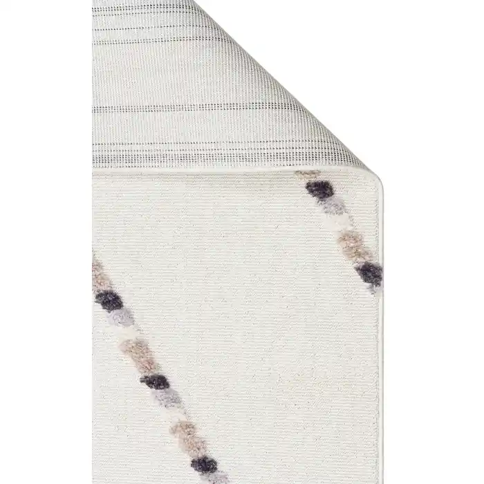 Terazzo 04 Beige White Hav Toz Vermez Yumuşak Dokulu Etnik Örgü Desenlere Sahip Modern İskindinav Halı