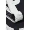 Arya Neo Arn 07 Whıte Black Yıkanabilir Kaymaz Tabanlı Modern Pamuk Kilim