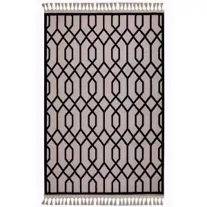 Jutt 06 Siyah Kaymaz Taban Kolay Temizlenen Dekoratif Modern Kilim