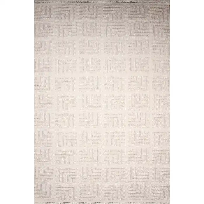 Melodi 32439C Beyaz Bej Dekoratif Loop Dokuma Makine Halısı