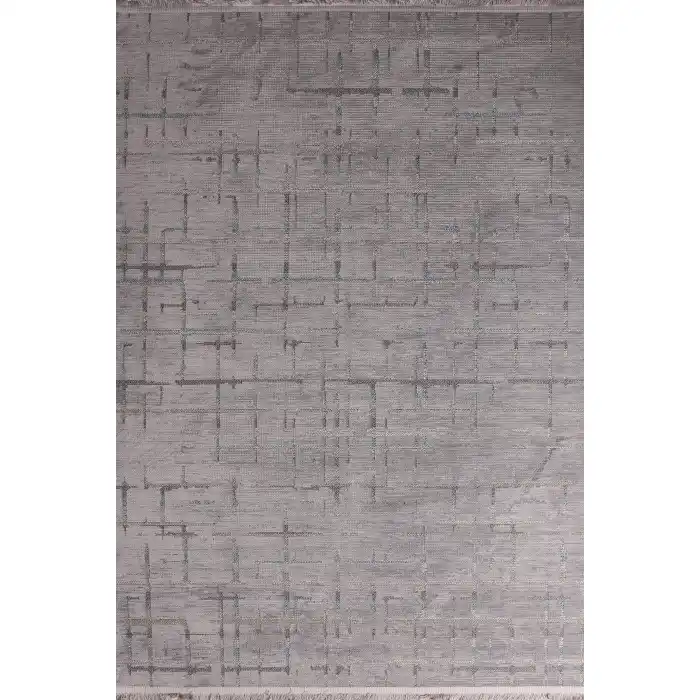 Otantik-FX 12A Gri Mavi Dekoratif Modern Kaymaz Tabanlı Makinede Yıkanabilir Halı Kilim